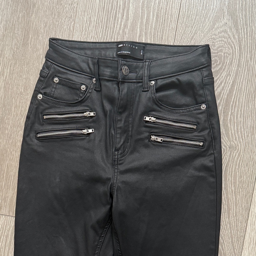 ASOS Black High Rise Jeans with Zipper Accents